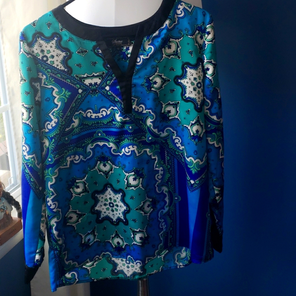 Vibrant satin pullover blouse